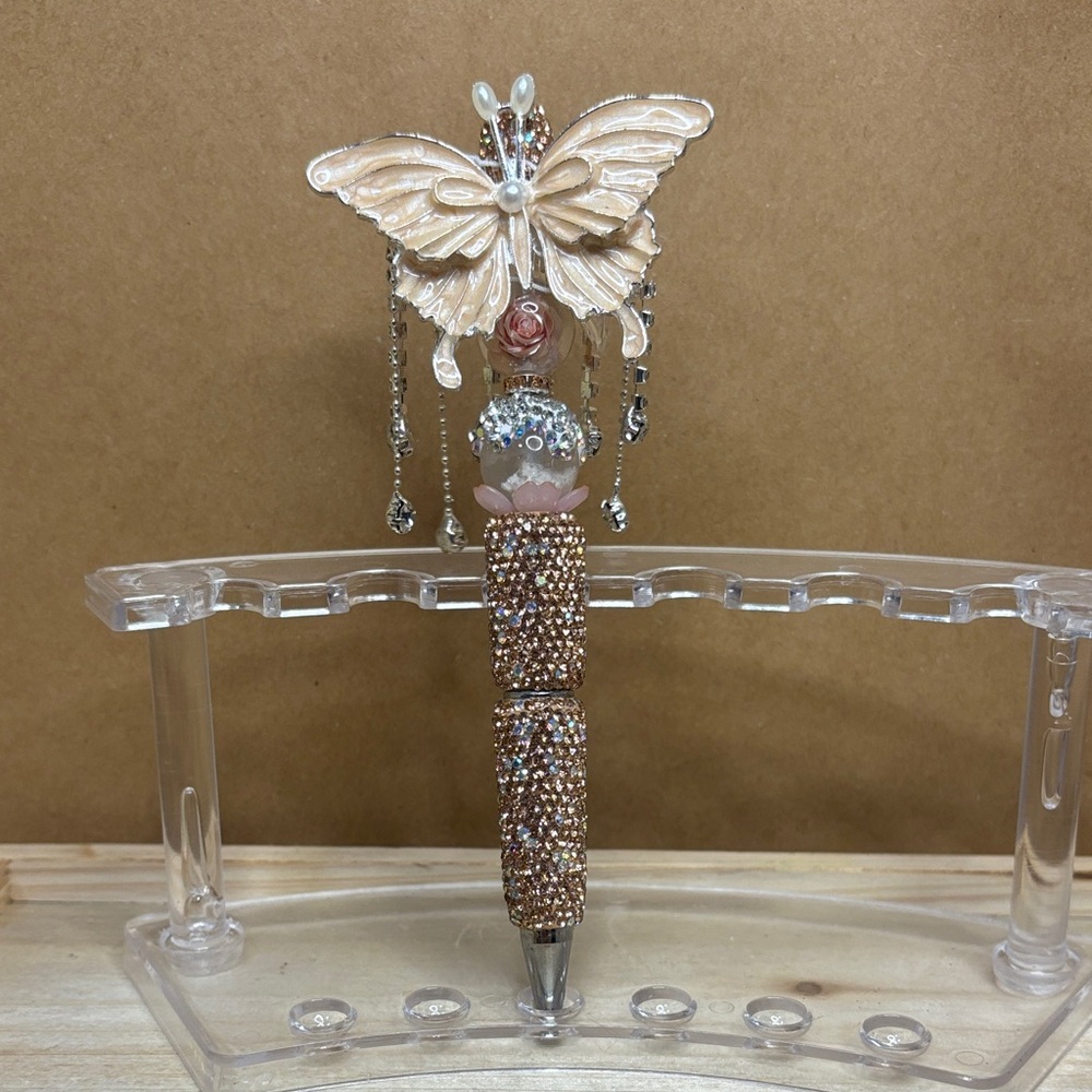 Decorative Butterfly Crystal Pen - Blush Pink Accent
